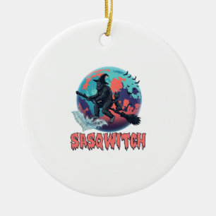 Ornamento De Cerâmica Sasqwitch Pé Grande Vassoura de Bruxa Gato Preto L