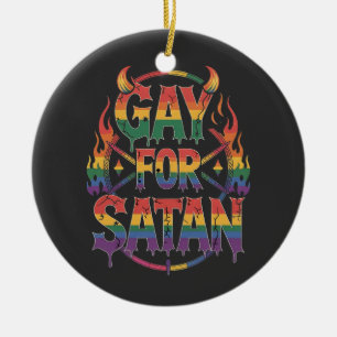 Ornamento De Cerâmica Satã de granizo Arco-Íris Baphomet Diabo Goat LGBT