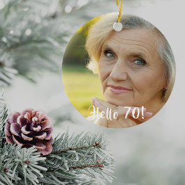 Ornamento De Cerâmica saudação de foto de 70 de aniversário 70