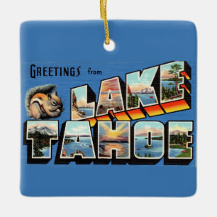 Ornamento De Cerâmica Saudação do Lago Tahoe Vintage
