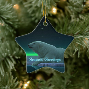 Ornamento De Cerâmica Saudações da Época - Urso Polar de Borda do Gelo