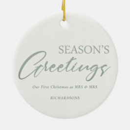 Ornamento De Cerâmica Saudações da Estação de Foto de Wreath de Natal Ve