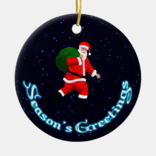 Ornamento De Cerâmica Saudações da temporada - Papai Noel