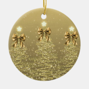 Ornamento De Cerâmica Saudações de Férias Árvores de Natal Douradas c/ L