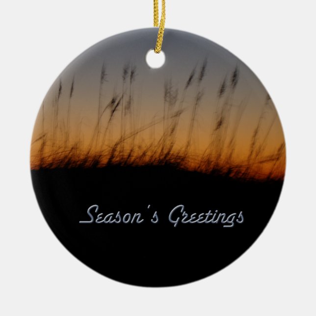 Ornamento De Cerâmica Saudações de Oats e Dunas do Mar no Sunset (Frente)