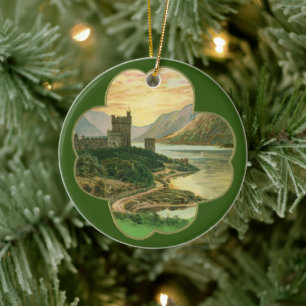 Ornamento De Cerâmica Saudações do Dia de São Patrício Vintage Castelo d
