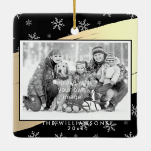 Ornamento De Cerâmica Saudações do Elegant Season: Dourada abertura em p