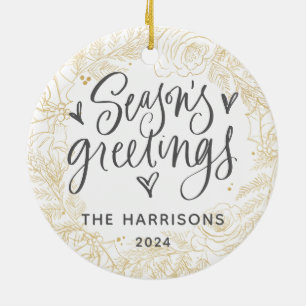 Ornamento De Cerâmica Saudações Douradas de uma estação fotográfica