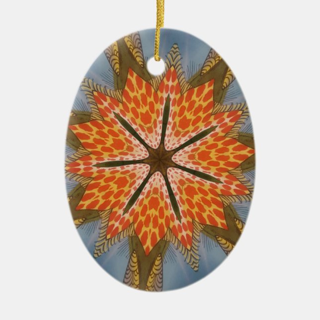 Ornamento De Cerâmica Savanna Star Bloom - Um Bold Animal Print (Frente)