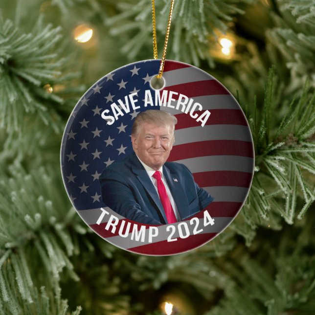 Ornamento De Cerâmica Save America Trump 2024 Presidente Donald J. Trump (Árvore)