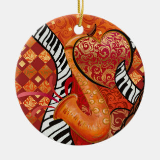Ornamento De Cerâmica Saxofone Coração Piano Redemoinho
