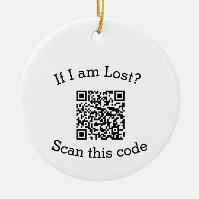 Ornamento De Cerâmica Scan QR code lost found me code pet  (Frente)