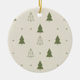 Ornamento De Cerâmica Scandi Minimalist Trees Pattern Christmas Decor