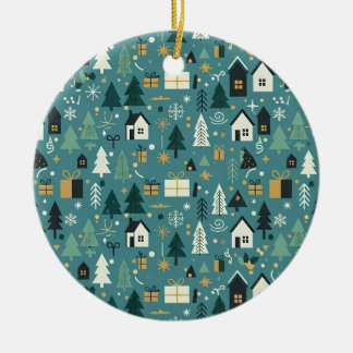 Ornamento De Cerâmica Scandinavian Merry Christmas Tree Winter Snow