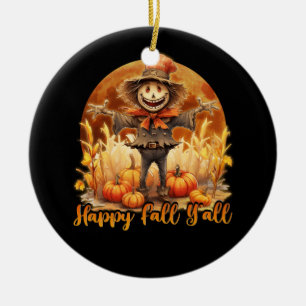 Ornamento De Cerâmica Scarecrow Happy Fall Y Pumpkin Ação de Graças Ha
