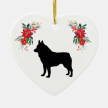 Schipperke Silhouette com Nome Poinsettia