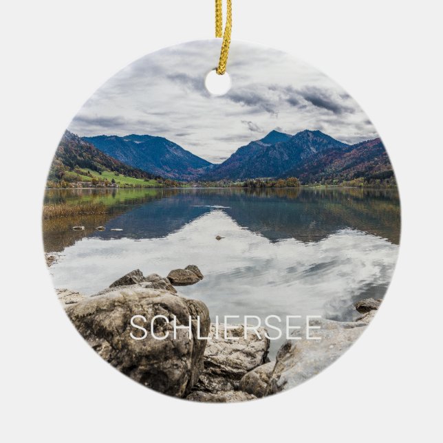 Ornamento De Cerâmica Schliersee Bavaria Lake Alemanha Panorama Souvenir (Frente)