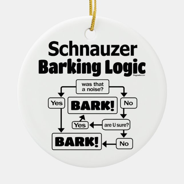 Ornamento De Cerâmica Schnauzer Barking Logic (Frente)