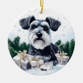 Ornamento De Cerâmica Schnauzer Christmas