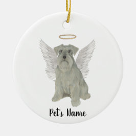 Ornamento De Cerâmica Schnauzer Cinza Prata Personalizado