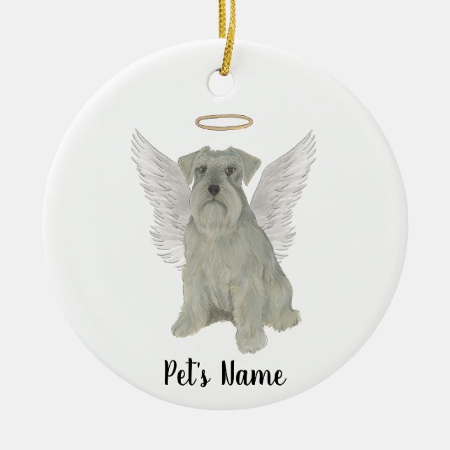 Ornamento De Cerâmica Schnauzer Cinza Prata Personalizado (Frente)