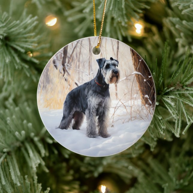 Ornamento De Cerâmica Schnauzer Deixe Nevar Natal (Árvore)