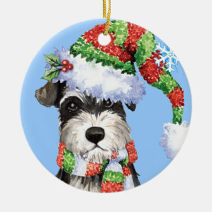 Ornamento De Cerâmica Schnauzer diminuto feliz de Howlidays