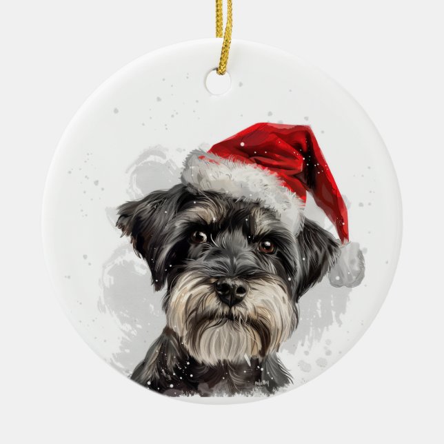 Ornamento De Cerâmica Schnauzer Dog Christmas Personalized (Frente)