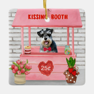 Ornamento De Cerâmica Schnauzer Dog Valentine's Day Kissing Booth