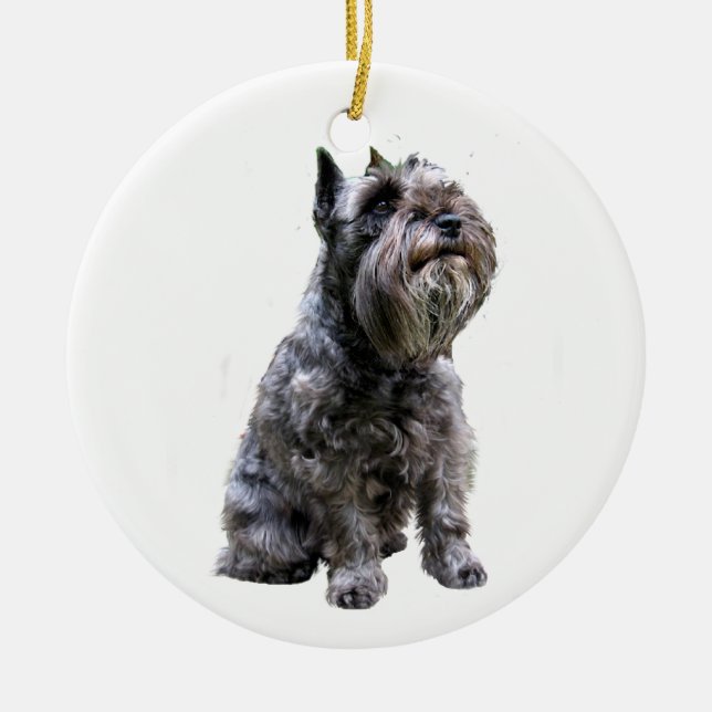 Ornamento De Cerâmica Schnauzer - Preto #1 (Frente)