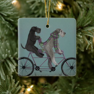 Ornamento De Cerâmica Schnauzer Tandem