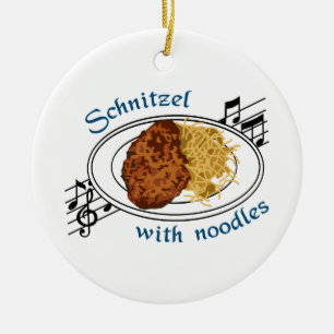Ornamento De Cerâmica Schnitzel com macarronetes