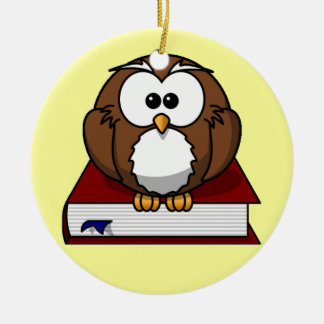 Ornamento De Cerâmica Scholarly Owl