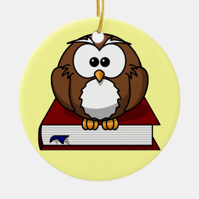 Ornamento De Cerâmica Scholarly Owl (Frente)