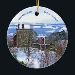 Ornamento De Cerâmica Scotland Castle Campbell Clan Snow Xmas<br><div class="desc">O Scottish Campbell Clan está associado a mais de um castelo na sua Escócia nativa. Este ornamento apresenta o Castelo Campbell, um castelo de torre bem preservado localizado perto da cidade do Dólar em Clackmannanshire. O Castelo Campbell é normalmente alvejado de outro ângulo. Esta fotografia rara, tirada pela Alistair Young...</div>