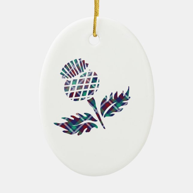Ornamento De Cerâmica Scotland Gifts Scottish Thistle Tartan Xadrez Gift (Frente)