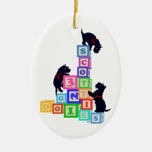 Ornamento De Cerâmica Scottie Blocos !!