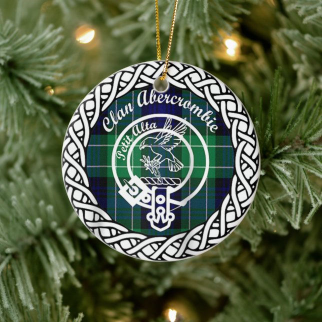 Ornamento De Cerâmica Scottish Clan Abercrombie Tartan e Crest (Árvore)