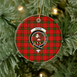 Ornamento De Cerâmica Scottish Clan Adair Tartan e Crest