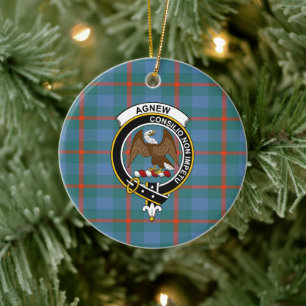 Ornamento De Cerâmica Scottish Clan Agnew Ancian Tartan e Crest