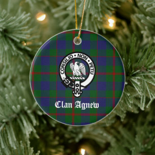 Ornamento De Cerâmica Scottish Clan Agnew Crest & Tartan