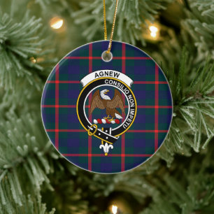 Ornamento De Cerâmica Scottish Clan Agnew Tartan e Crest