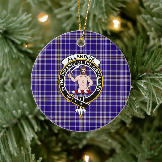 Ornamento De Cerâmica Scottish Clan Allardice Tartan e Crest (Árvore)