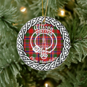 Ornamento De Cerâmica Scottish Clan Allison Tartan e Crest