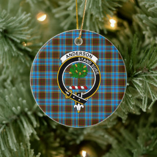 Ornamento De Cerâmica Scottish Clan Anderson Tartan e Crest