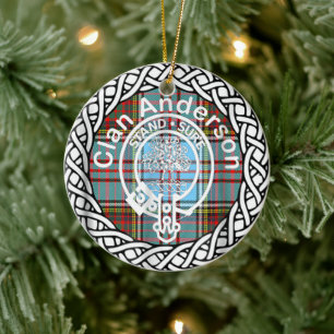 Ornamento De Cerâmica Scottish Clan Anderson Tartan e Crest