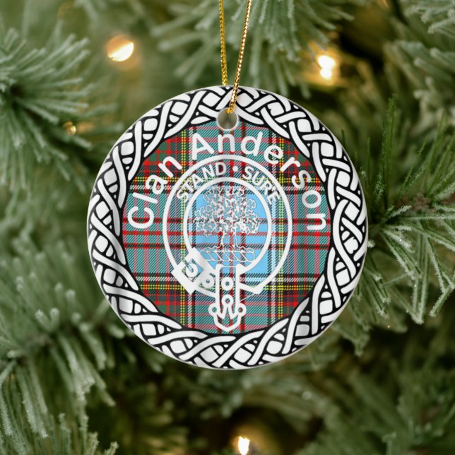 Ornamento De Cerâmica Scottish Clan Anderson Tartan e Crest (Árvore)