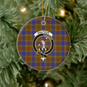 Ornamento De Cerâmica Scottish Clan Balfour Modern Tartan e Crest