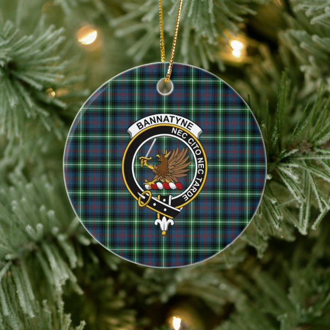 Ornamento De Cerâmica Scottish Clan Bannatyne Tartan e Crest (Árvore)