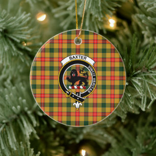 Ornamento De Cerâmica Scottish Clan Baxter Tartan e Crest